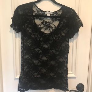WHBM Black Lace top